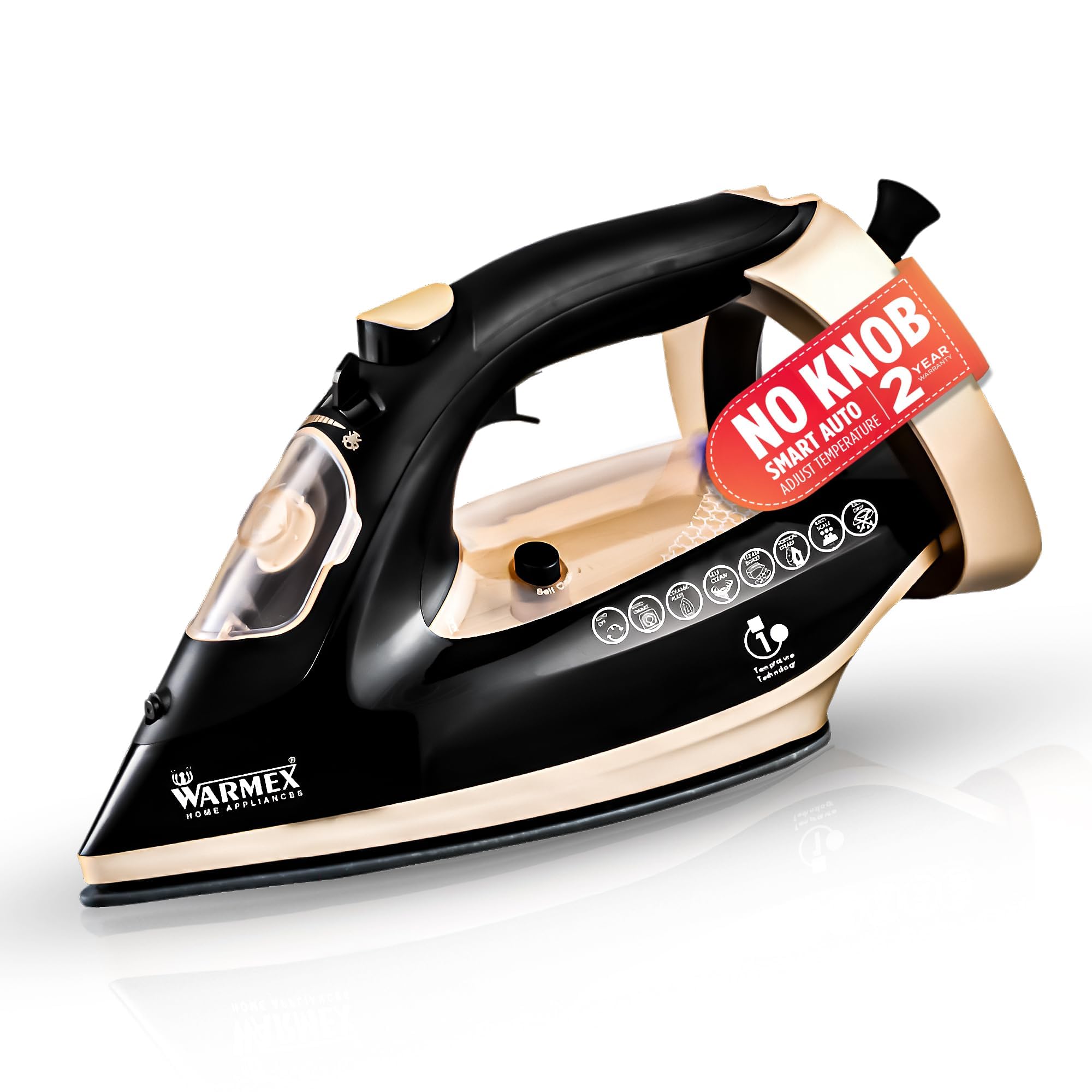 Warmex 2000 Watts No knob Electric Steam Iron for Clothes with 280 ml Water Tank Spray & Auto Smart Temperature Control & No Burn Press, 3 Ways Auto Shut Off, Sensor Function | 2 Year Warranty-image-17