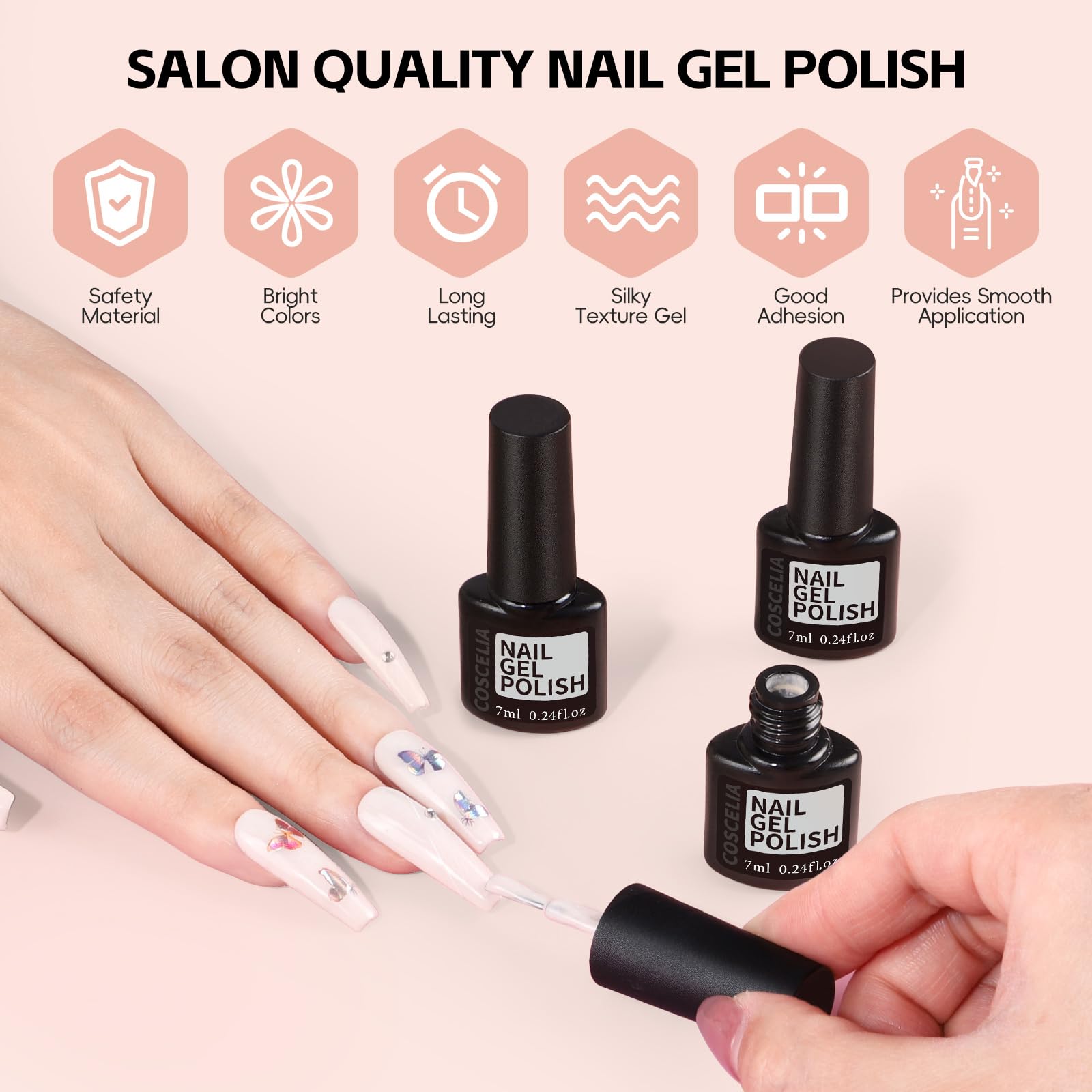 COSCELIA Kit Uñas Semipermanentes 20 Colores Uñas Gel Kit con Lámpara de Uñas, 3 Colores Poly Extensión Gel Uñas, Base Top Mate Coat con 2pcs Glitter Coat Set Kit Manicura Semipermanente