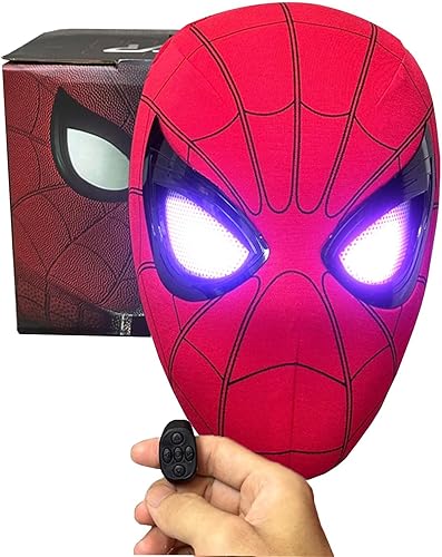 YONTYEQ Juguete de máscara de héroe araña, ojos móviles, control remoto, cara completa, ideal para Halloween, Navidad, cosplay