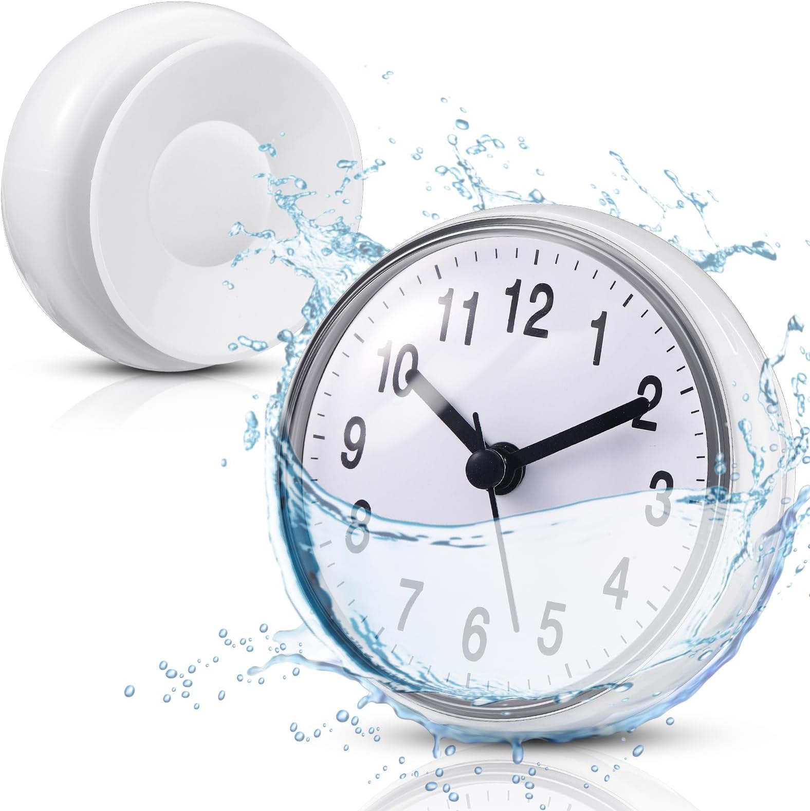 Silicone Bathroom Kitchen Shower Suction Clock Waterproof Analog Silent Bathroom Sweep Clock Suction