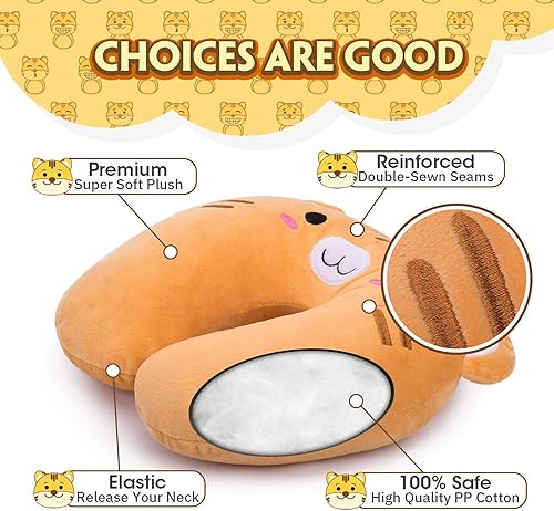 Miniatura 3 de H HOMEWINS Almohada de viaje para niños pequeños. Almohada de apoyo de cabeza de cuello suave, con un bonito animal, cómoda para cualquier posición