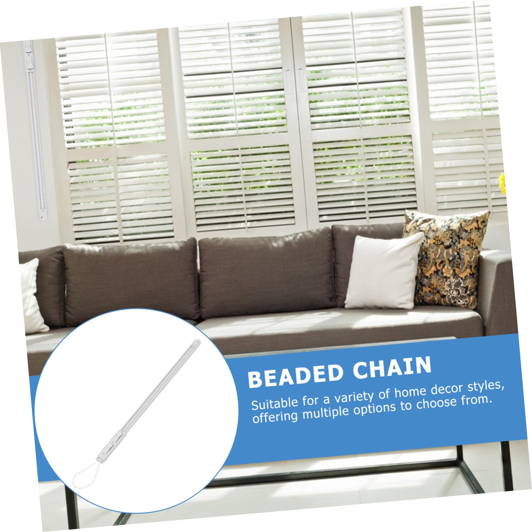 MUCKLILY Pulley Design Beaded Chain for Roller Blinds Safety Control Rod for Easy Operation Suitable for Home Office Hotel and More Roller Blind Accessories
