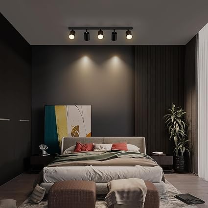 Klighten Klighten Plafondlamp, 5 spots, GU10, plafondspot, zwart, draaibaar, moderne plafondlamp, plafondspot, 5 spots, binnen, voor keuken, slaapkamer, woonkamer, 69 cm, lamp niet inbegrepen photo 2