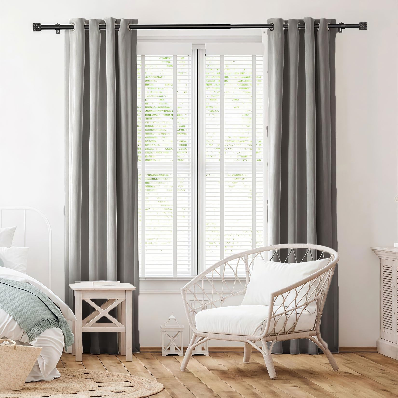 LIUJYUAN Black Out Curtain 110 x 275 cm Windproof, Rod Pocket, Room Darkening Thermal Curtains, Neutral Drapes Thermal Insulated, Solid Color for Balcony, Kithcen Window, Light Grey