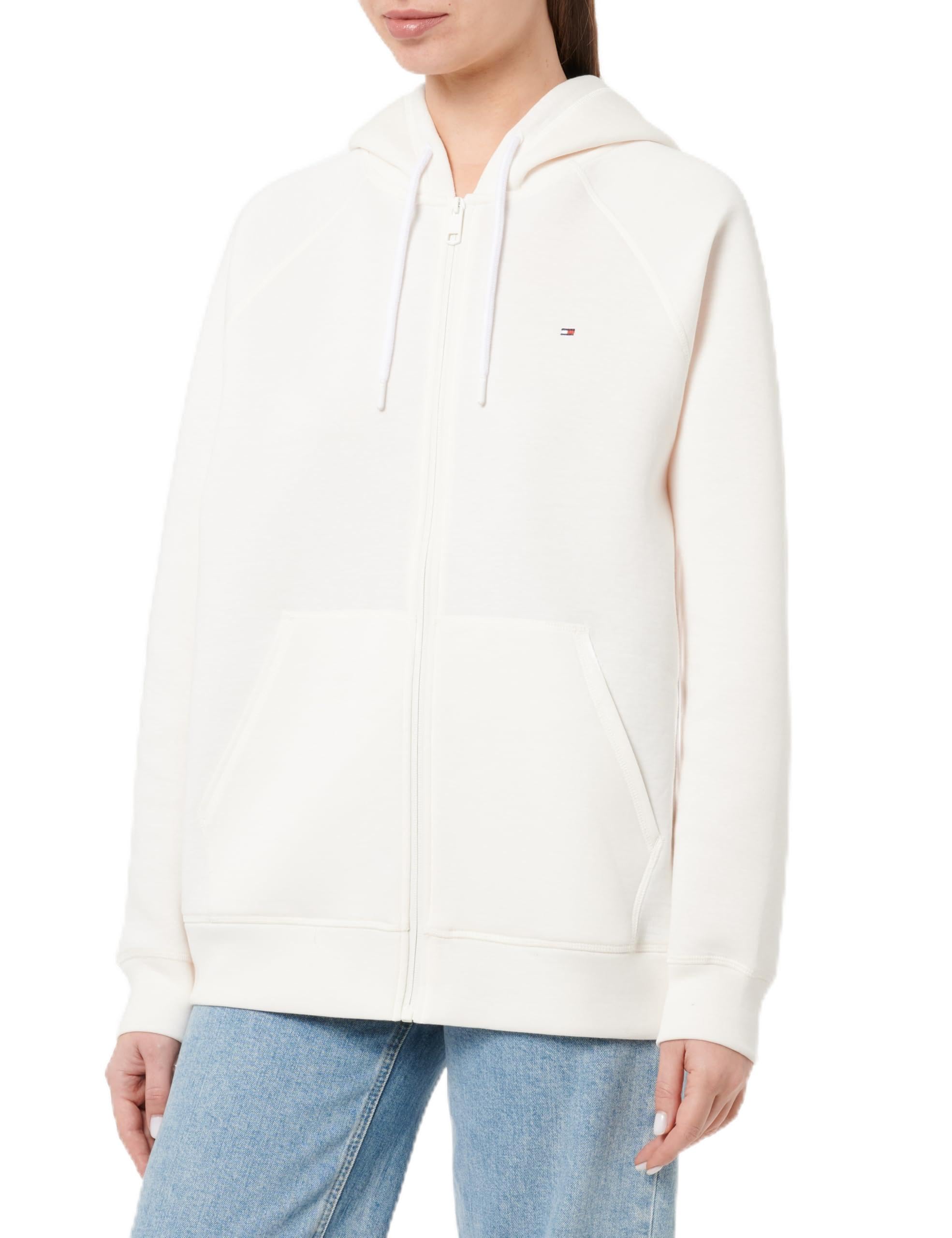 Tommy Hilfiger Damska bluza z kapturem RLX z zamkiem błyskawicznym SCUBA HWK WW0WW42261 zapinana na zamek, starożytna biel, S, Biały (starożytny biały), S