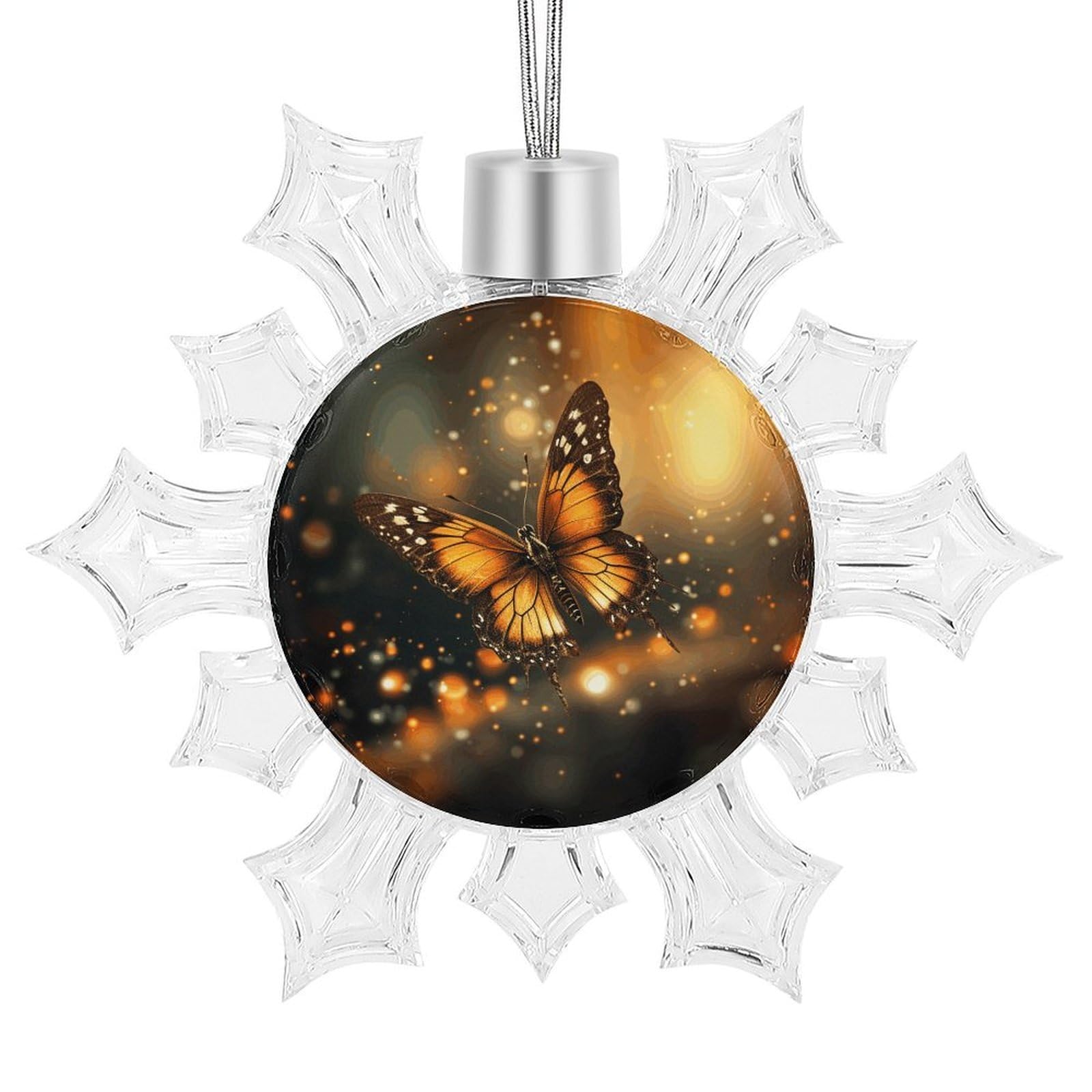 Orange Butterfly Snowflake Ornaments Cute Snowflake Pendant Exquisite Christmas Tree Ornaments for Christmas Weddings New Year Birthday Holiday Celebration