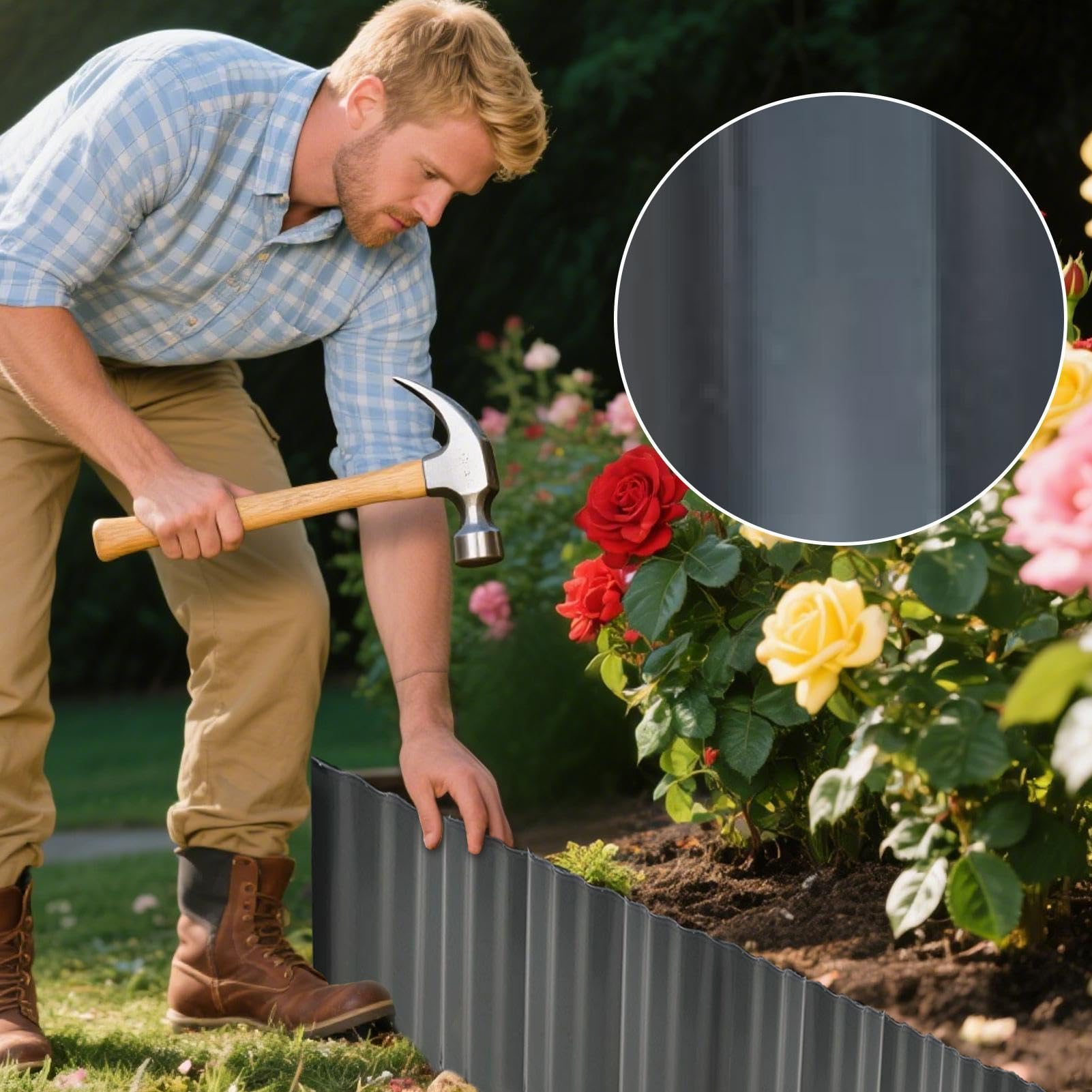 Bordure de jardin flexible ondulée pour clôtures murales
