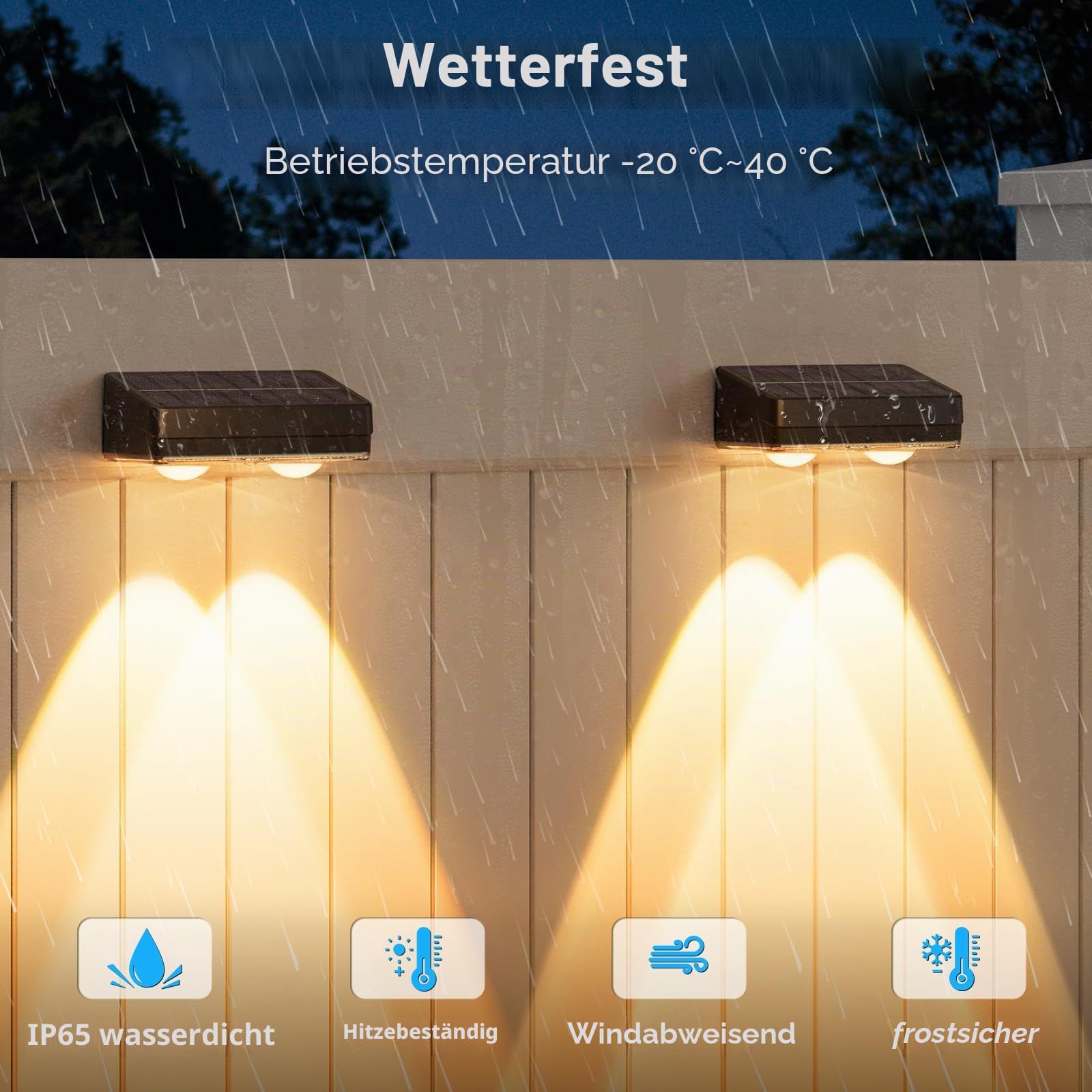 VOLISUN 12 Stück solarlampen für außen, 10 Farben & farbwechselnde Solar Wandleuchte Aussen IP65 Wasserdicht, RGB Heller Solarlampen für Außen Wand für Garten, Pools, Haus, Deck, Porch (Schwarz) | 2 LED-Downlight, IP65 wasserdicht, 10 Farben und 12 Modi,