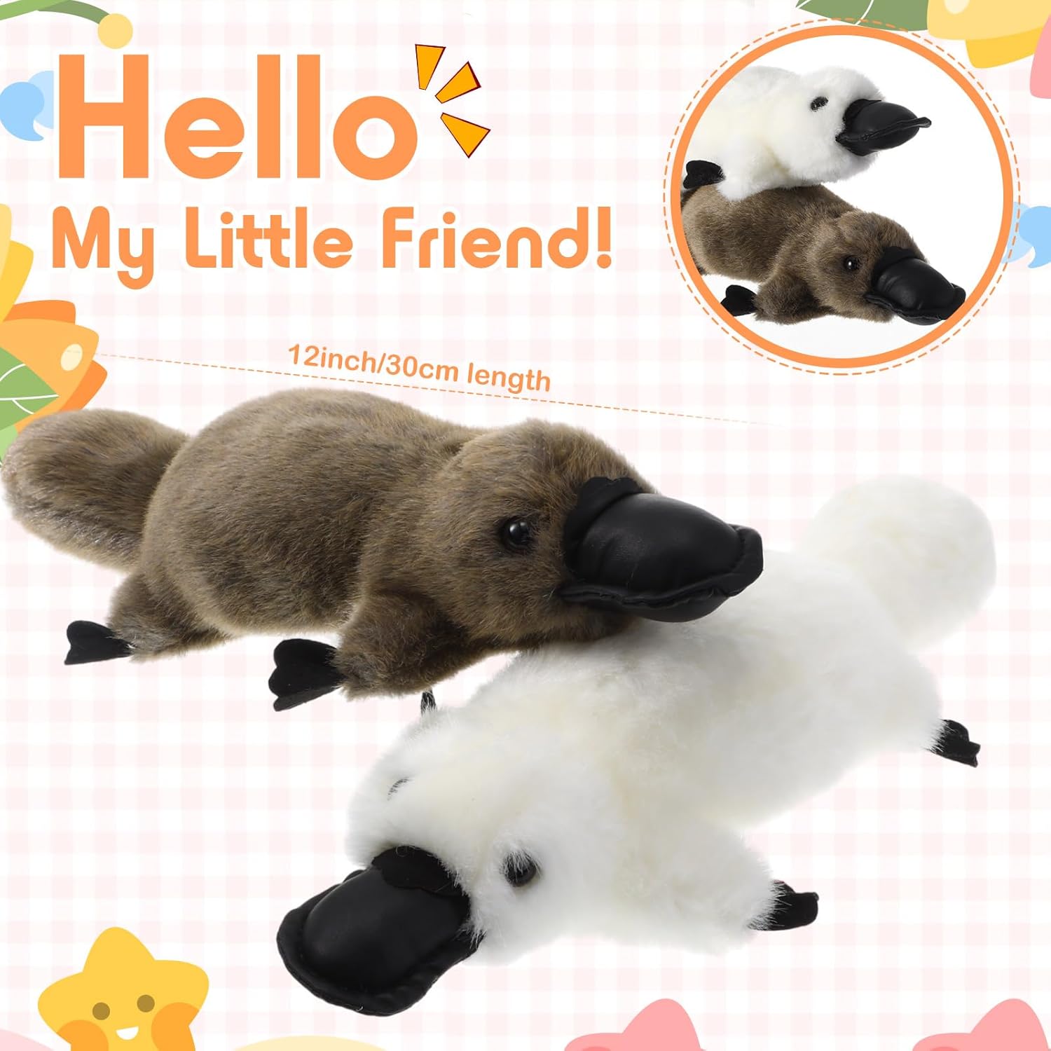 HyDren 2 Pcs Duckbill Stuffed Animal 12 Inch Duckbill Soft Plush Pillow Toy Companions for Kids
