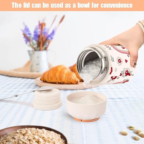 Miniatura 6 de Groovy Retro Valentine's Love Hearts Flowers Kids Womens Insulated Food Jar Container with Spoon 17oz500ml Warm Food Container Stainless Steel