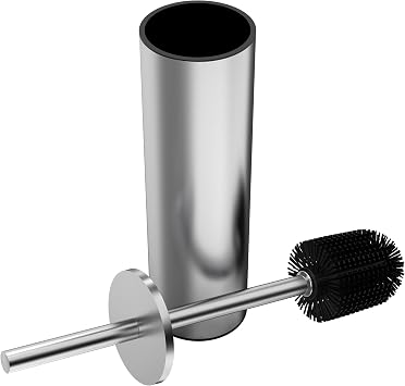 Toilet Brush and Holder Set, Stainless Steel Toilet Bowl Brush with Lid, Rust Proof Toilet Cleaner Brush with Caddy, Durable Bristles, Splash Proof, Ideal for Bathroom 1 Pack, Brushed Nickel