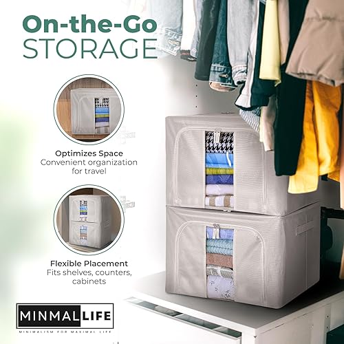 Miniatura 3 de Bolsa de almacenamiento de alambre de hierro - Cajas de almacenamiento plegables - Organizador de almacenamiento de sábanas - Caja de ropa - Bolsas