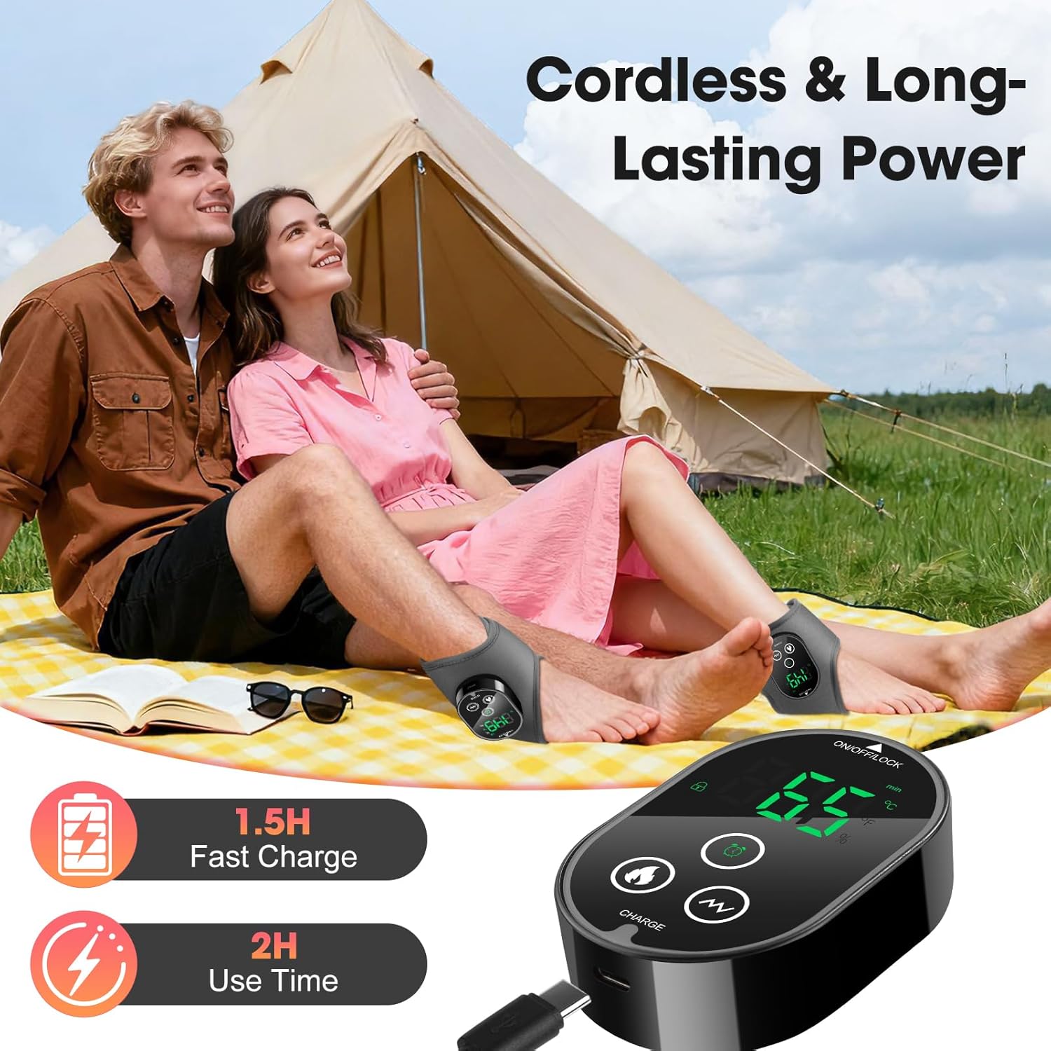 Cordless Ankle Massager for Pain Relief, Heated Ankle Massager, Foot Massager for Neuropathy, Ankle Heating Pad, Foot Heating Pad, Heated Foot Massager, Single One, Grey