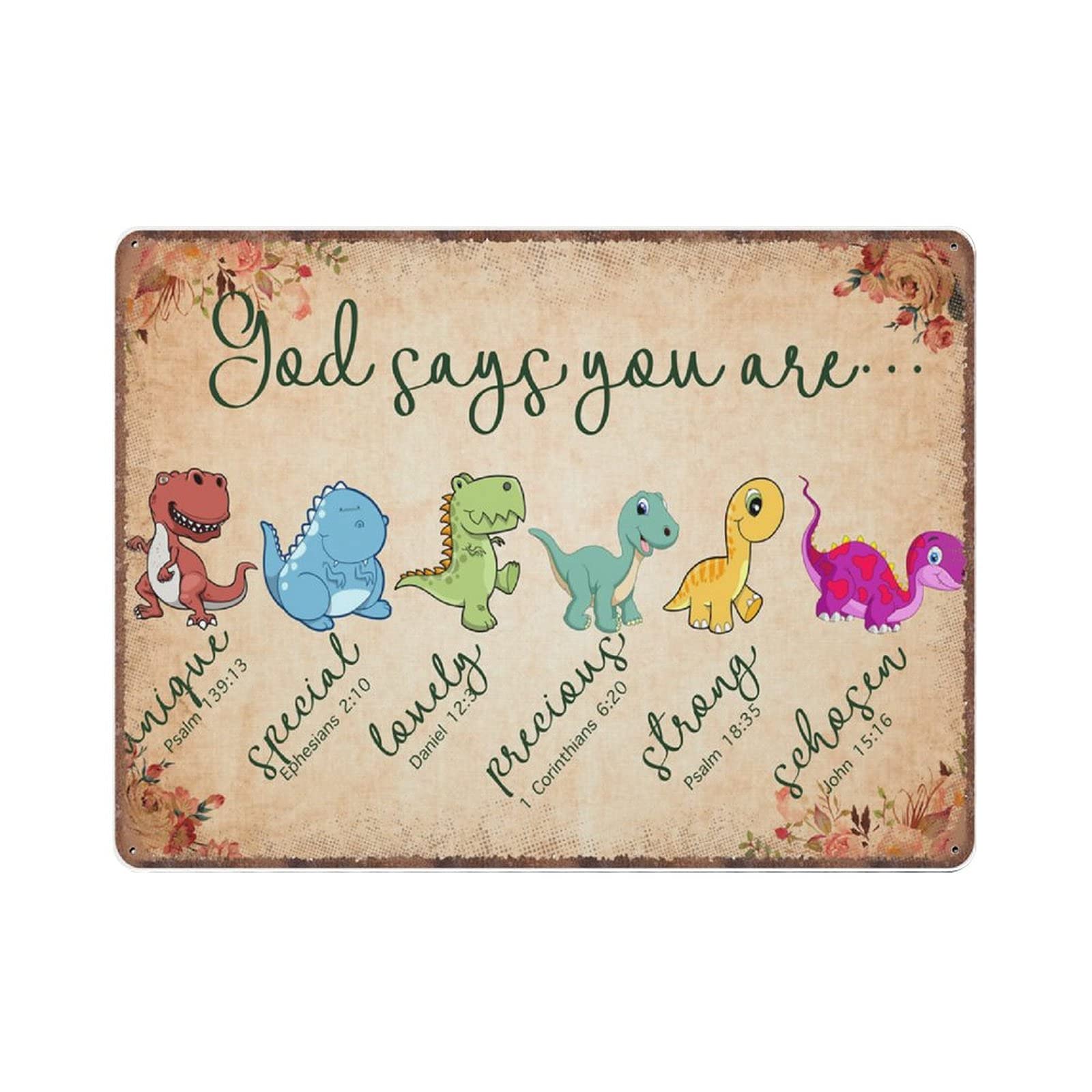 rayprint God Says You Are Dinosaurs Tin Signs, Back to School Gifts,Teacher Gift, Dinosaur Teacher Gifts Retro Funny Metal Sign Vintage Poster Wall Art for Classroom Decor Tin Sign, 30x40 cm