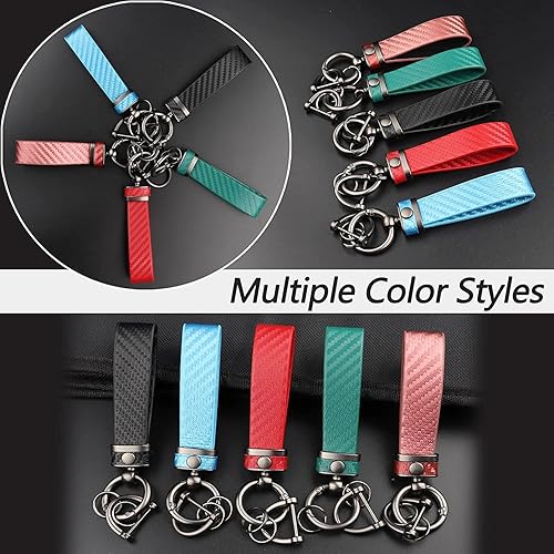 Miniatura 5 de Turcee Kit de llavero de coche de fibra de carbono de 2 piezas, regalo para hombres y mujeres, resorte de liberación rápida con anillo en D,