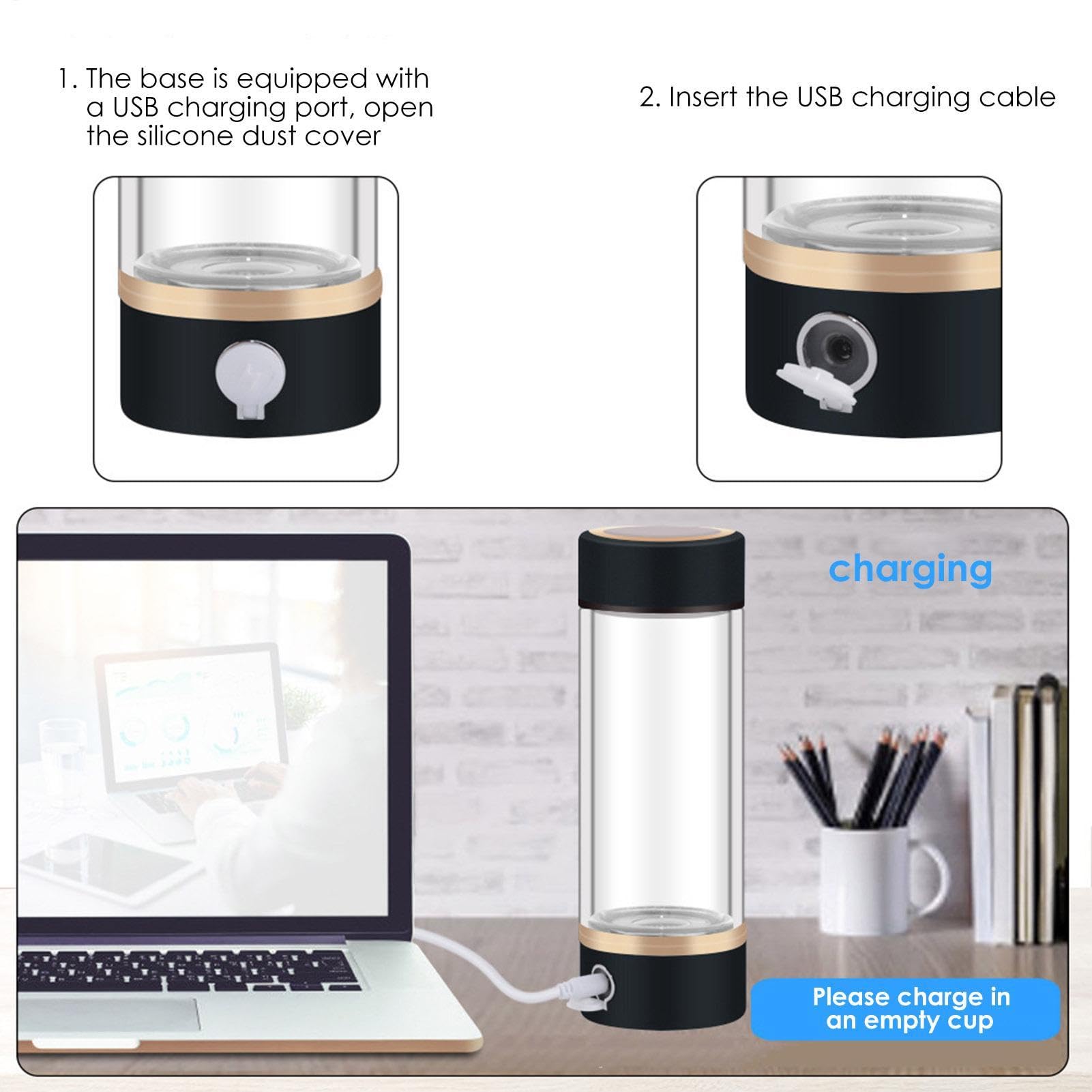 Générateur d'eau à hydrogène, machine à eau en verre de nouvelle technologie, USB portable