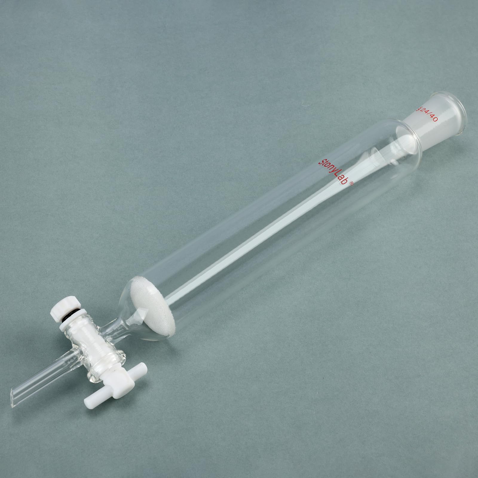 stonylab Chromatographiesäule, 38 mm Innendurchmesser, 203 mm effektive Länge, G2 Sinterplatte, 24/40 Schliff, Hochborosilikatglas für den Laboreinsatz