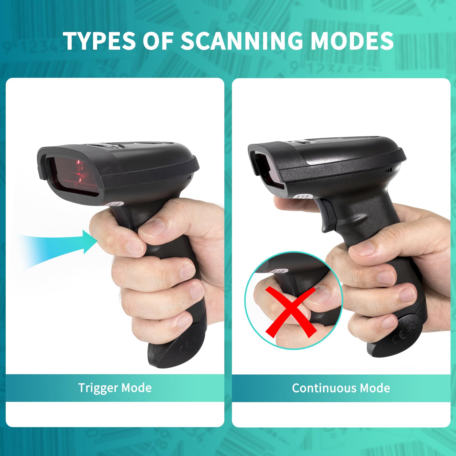 NetumScan Wireless Barcode Scanner 2 in 1 (2.4G Wireless & USB Wired) Lettore 1D Bar Code Portatile USB Ricaricabile per Computer Mac Laptop 1698W