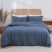 Vista 17 de Simple&Opulence Juego de funda de edredón 100% lino, 2 piezas, estilo básico, de lino lavado francés, color sólido, suave, transpirable, con cierre