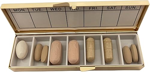 Miniatura 3 de AmyZone - Organizador de pastillas semanal de 7 días con recordatorio de viaje, portátil, compacto, pastillero para guardar vitaminas, Tylenol,