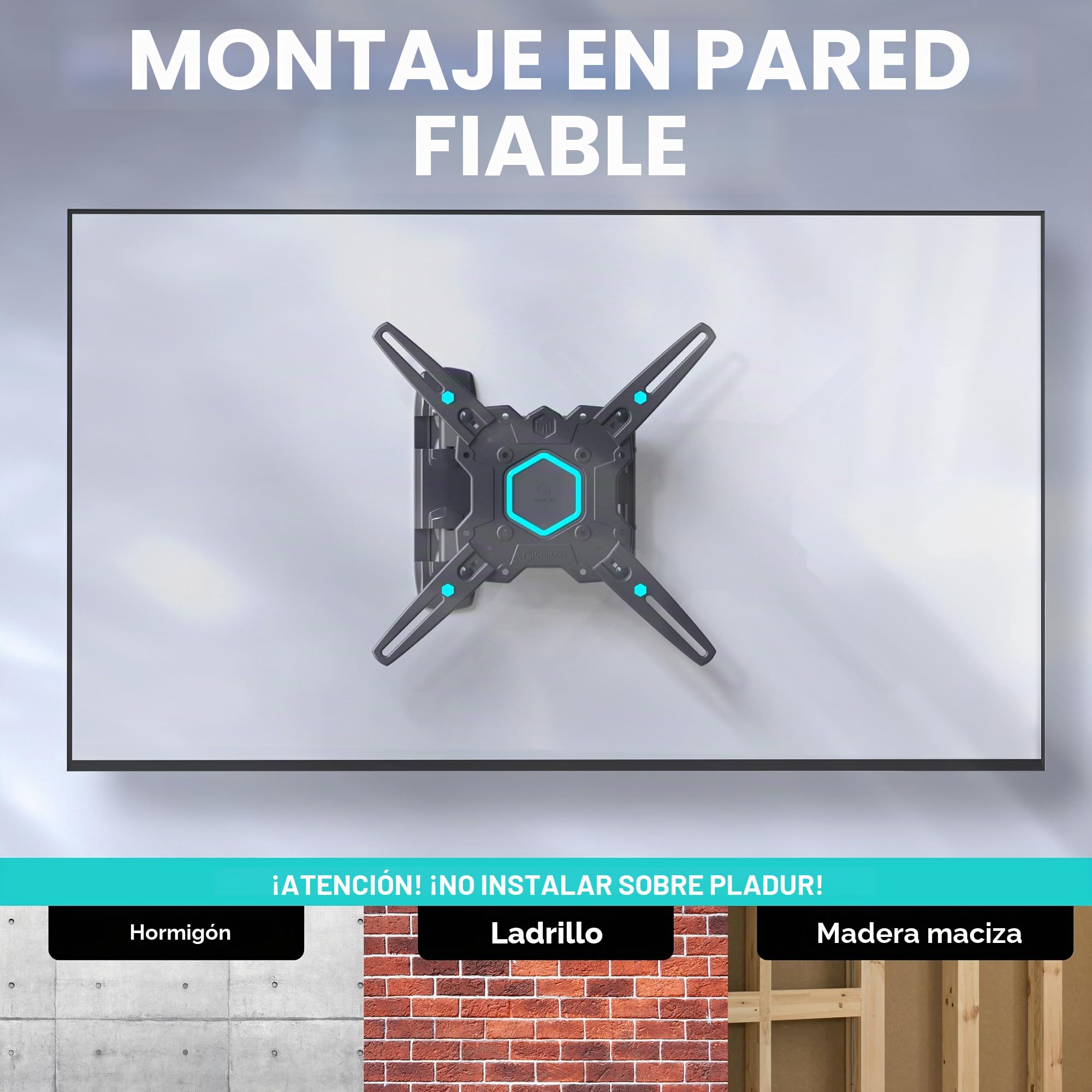 ONKRON Soporte TV Pared 32-65 Pulgadas, Carga de hasta 35 kg, VESA 100x100-400x400 mm, Soporte Television Pared Articulado, Inclinable y Giratorio 180°, Brazo TV Extensible, Negro M4-B