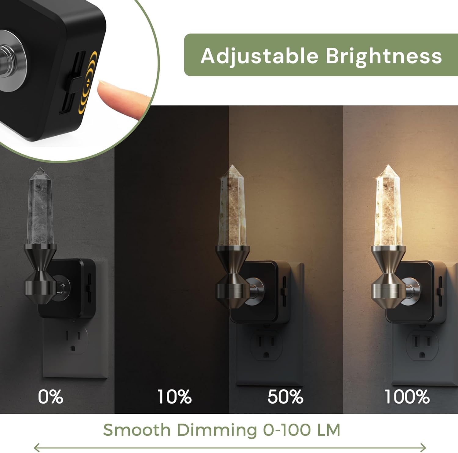 L LOHAS LED Night Light: Night Lights Plug into Wall, 2 Pack Dimmable Night Light Aesthetic Crystal, Warm Light 3000K, Dusk to Dawn Sensor, Healing Stone Decorative Nightlight for Home Living Room