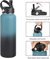 Vista 2 de Tapa de popote para botella de agua de boca ancha Hydroflask, tapa de popote flexible compatible con Hydro Flask de 12, 16, 18, 20, 32, 40, 64