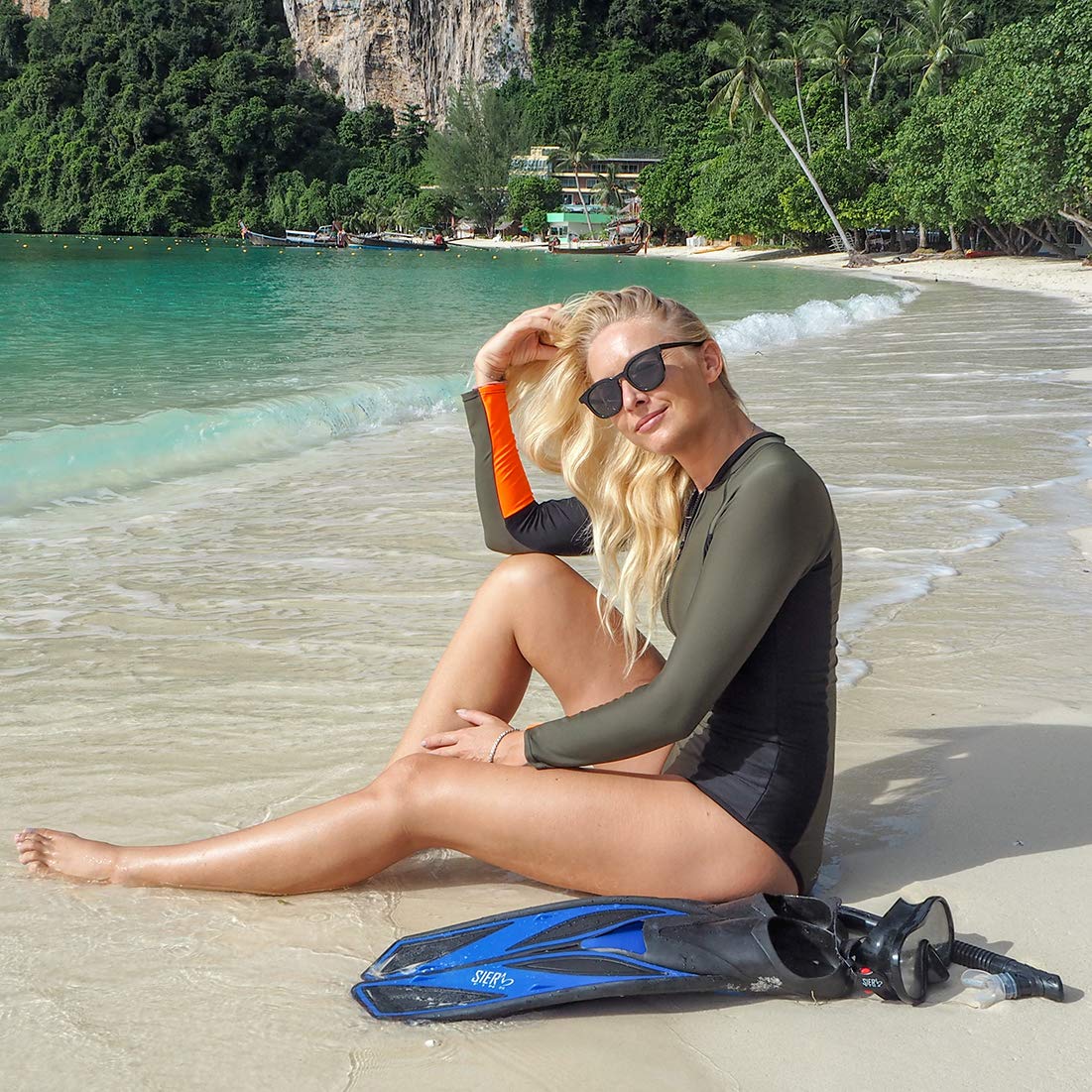 Sier Fins Aletas de Snorkel divididas, Aletas de Buceo de pie Completo y Aletas de Aletas de Buceo, Incluye Bolsa de Malla