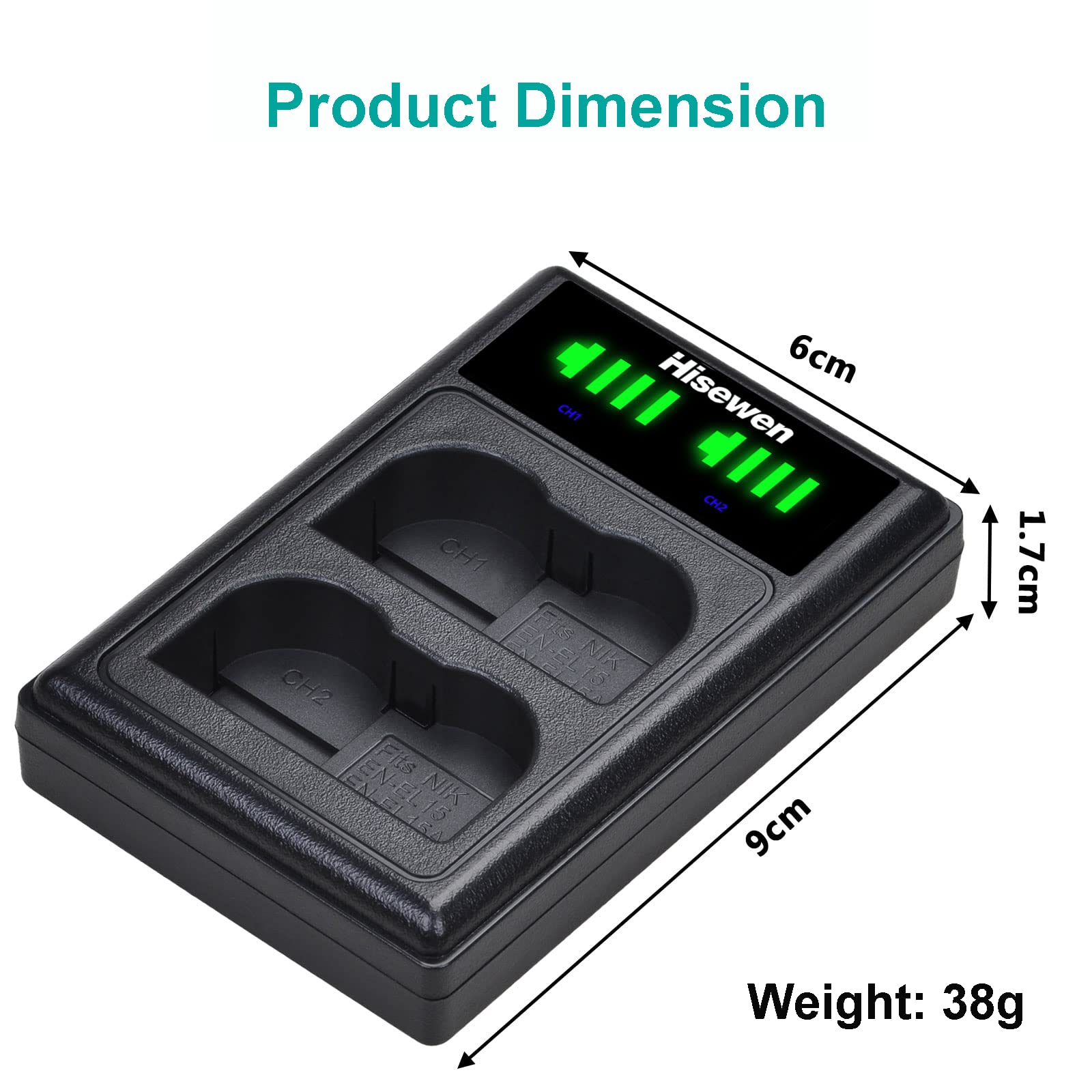 Caricabatterie Dual USB Hisewen Per Nikon EN-EL15/EL15a/EL15b/EL15c - Compatibile Con D750, D850, Z6, Z7 - Foto 9