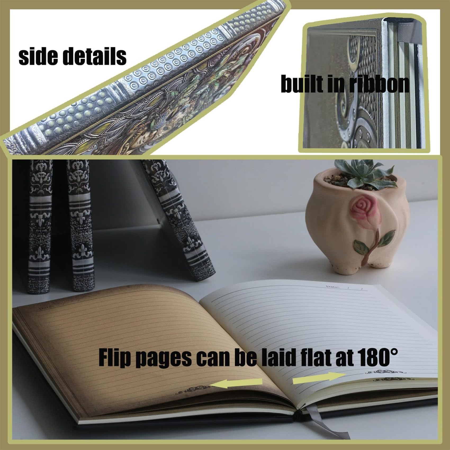 KISWIAR 3D-geprägtes Leder-Tagebuch, Vintage, geheimnisvolle Königin Pfau, Business-Notizbuch, A5, liniert, Hardcover, Tagebuch für Frauen, Geschenk, 200 Seiten