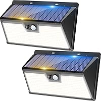 Vista 10 de Luces solares para exteriores, 1 paquete, 140 LED/3 modos de luces con sensor de movimiento, funciona con energía solar, luces solares inalámbricas