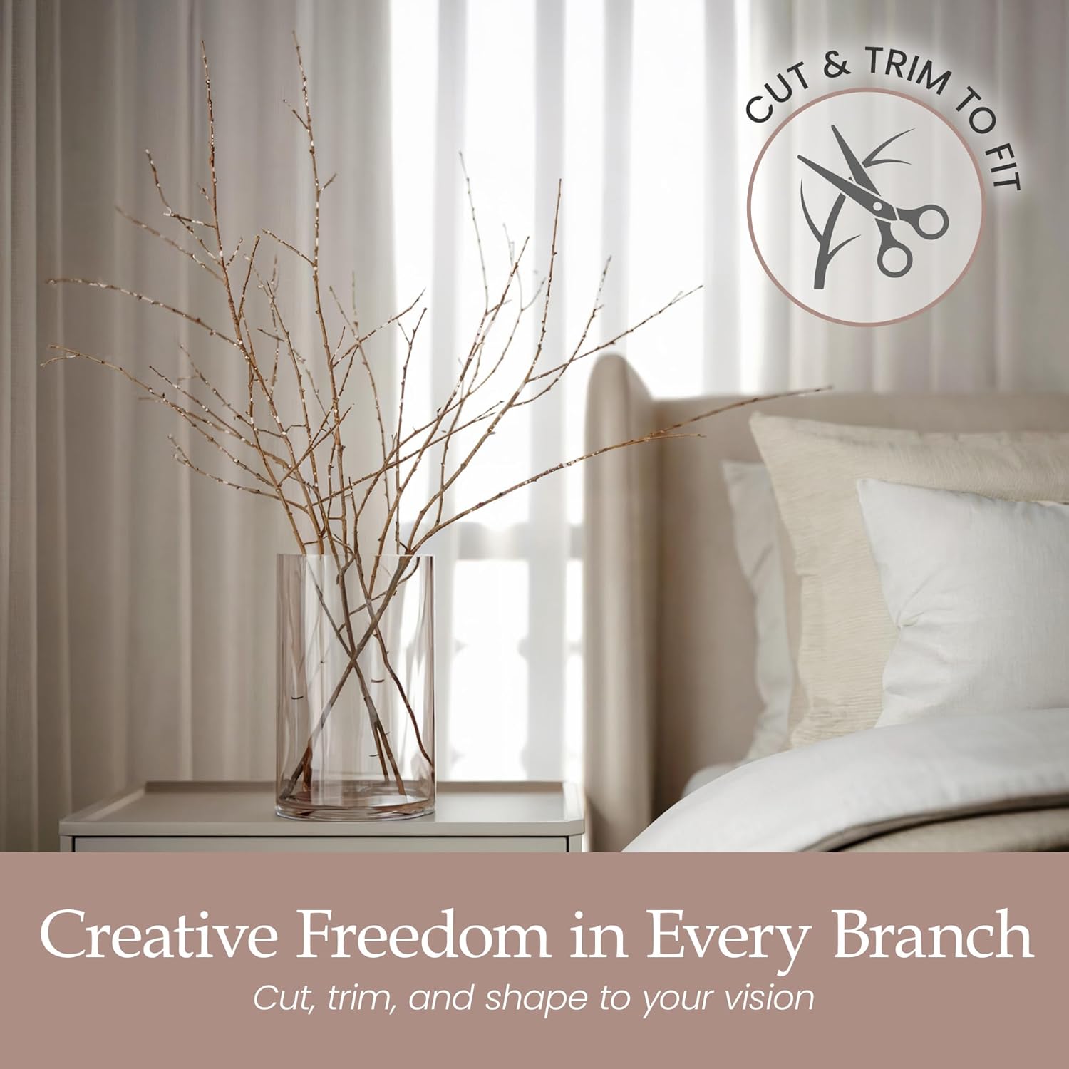 Branches for Vase, 3'–4' Natural Birch Tree Branches for Decoration, Bundle of 10 Tall Decorative Sticks for Vases, Rustic Wood Branches for Crafts, Weddings, Seasonal & Home Décor - Winter
