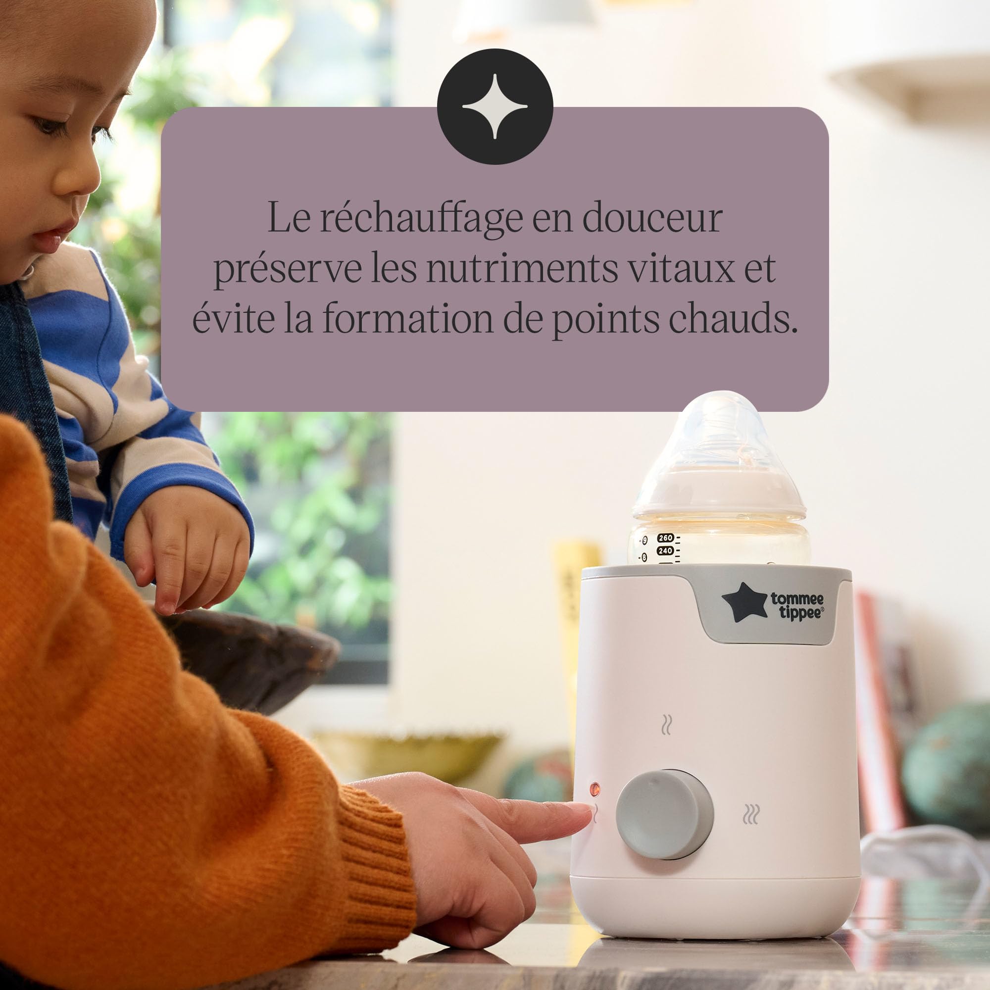 Tommee Tippee Easiwarm Chauffe-biberons et Petits Pots Électrique, Blanc, Réchauffe les Biberons en Quelques Minutes, Minuteur Automatique, Un Cadran