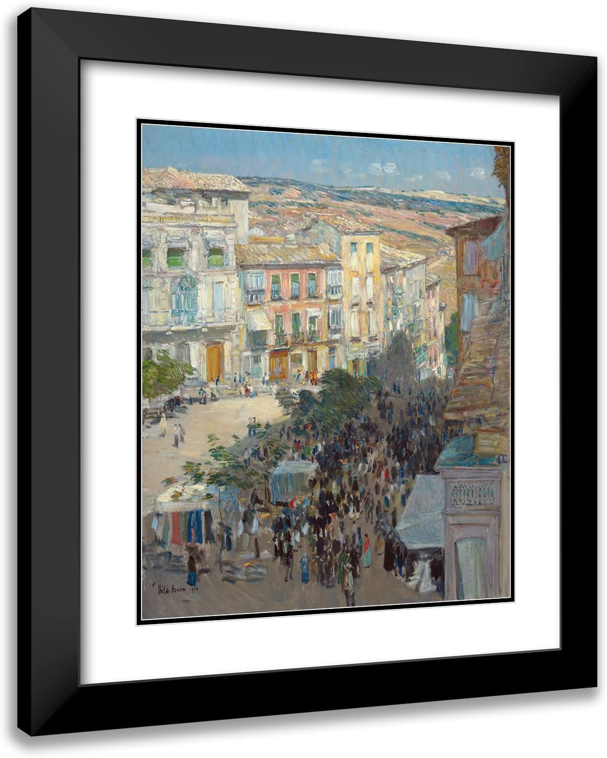 ArtDirect Childe Hassam 15x18 Black Modern Frame and Double Matted Museum Art Print Titled - View of a Southern French City (1910)