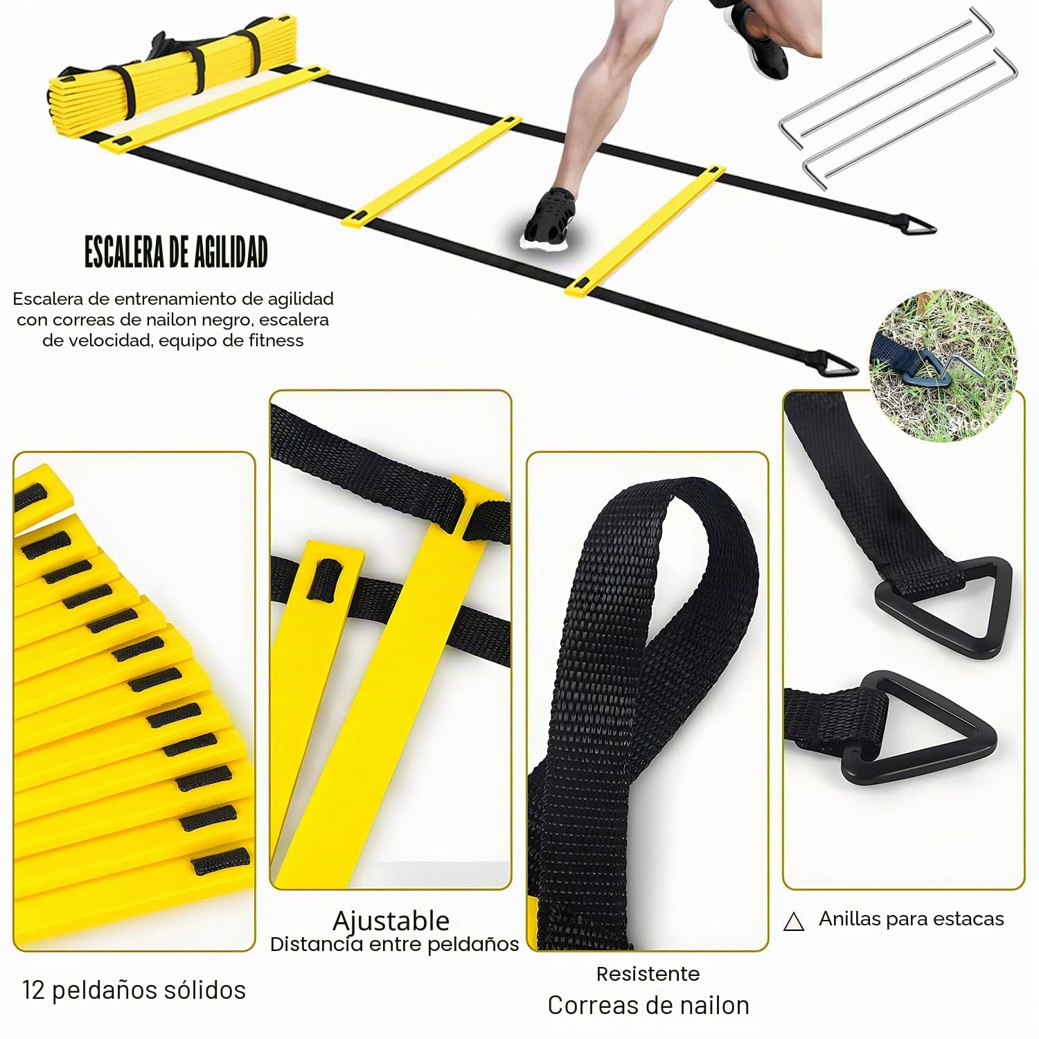 IIRC Agility Ladder - Escalera de Entrenamiento de fútbol, Kit Velocidad, Fútbol Trainer Agilidad, Escalera de Agilidad, Accesorios de Entrenamiento