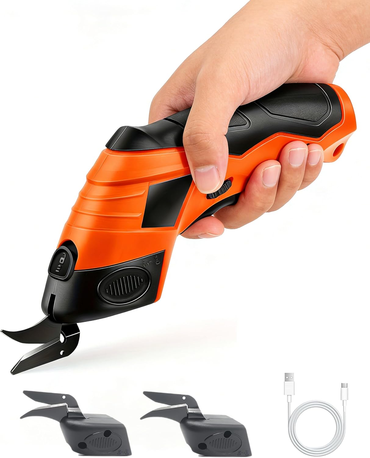 Electric Scissors,Cordless Box Cutter,with 2 Blades,for Cutting Fabric, Cardboard, Plastic, Leather, for Home and Craft (Q)