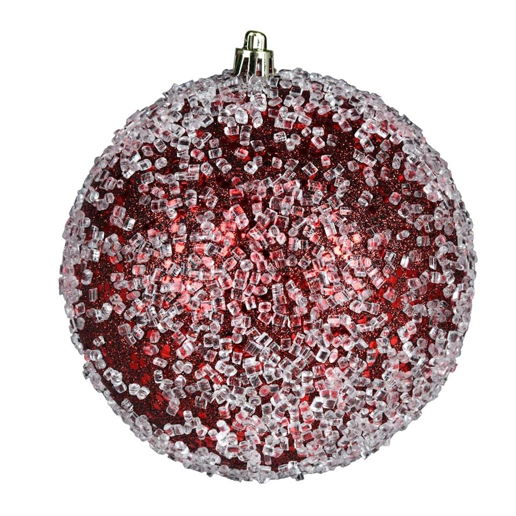 Vickerman 12" Burgundy Glitter Hail Ball. This Ornament is Made with Plastic to Reduce Breakage (set of 2)