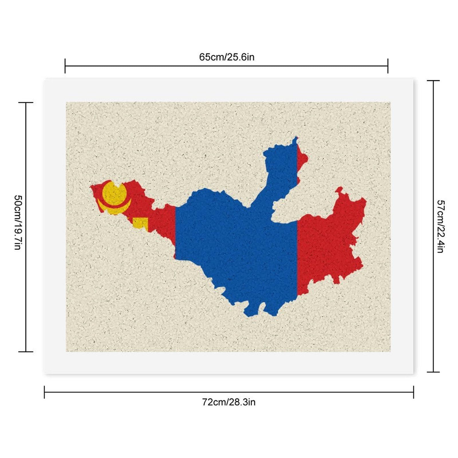 Lustige Malen-nach-Zahlen-Kits für Erwachsene, Motiv: Flagge, Karte der Mongolei, DIY-Ölgemälde, inklusive Pinsel und Farben