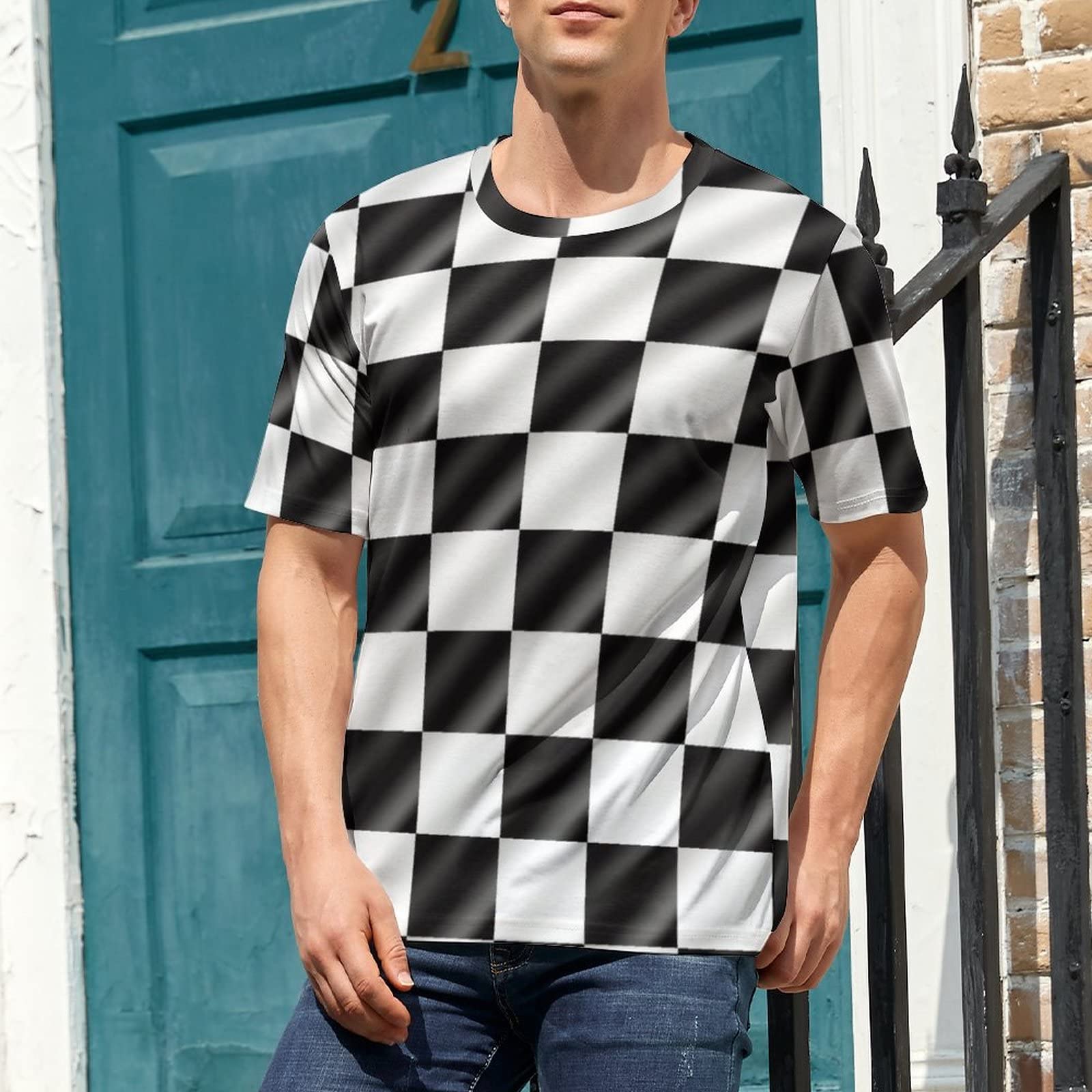 Maglietta Donna Corsa Bandiera A Scacchi – T-Shirt Maniche Corte In Cotone Per Amanti Motori E Gare, Casual