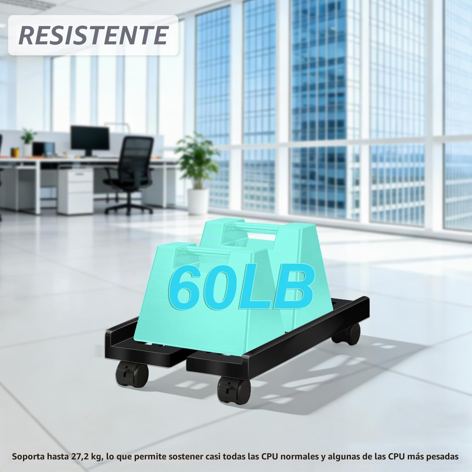 Soporte para CPU Ajustable con Ruedas Giratorias con Bloqueo, Carro de Torre de Ordenador de Escritorio - Negro