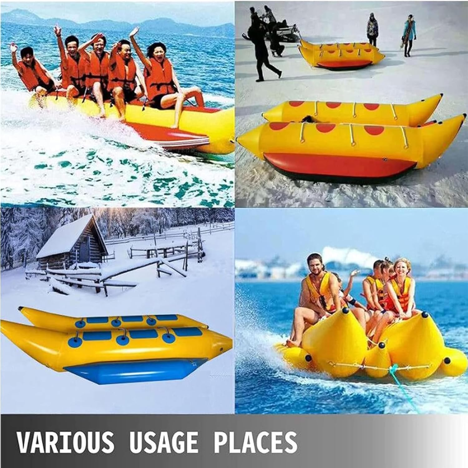 Bateau banane gonflable remorqué pour sports nautiques, convient pour adultes et enfants, parfait pour le surf aquatique, capacité de 3 personnes