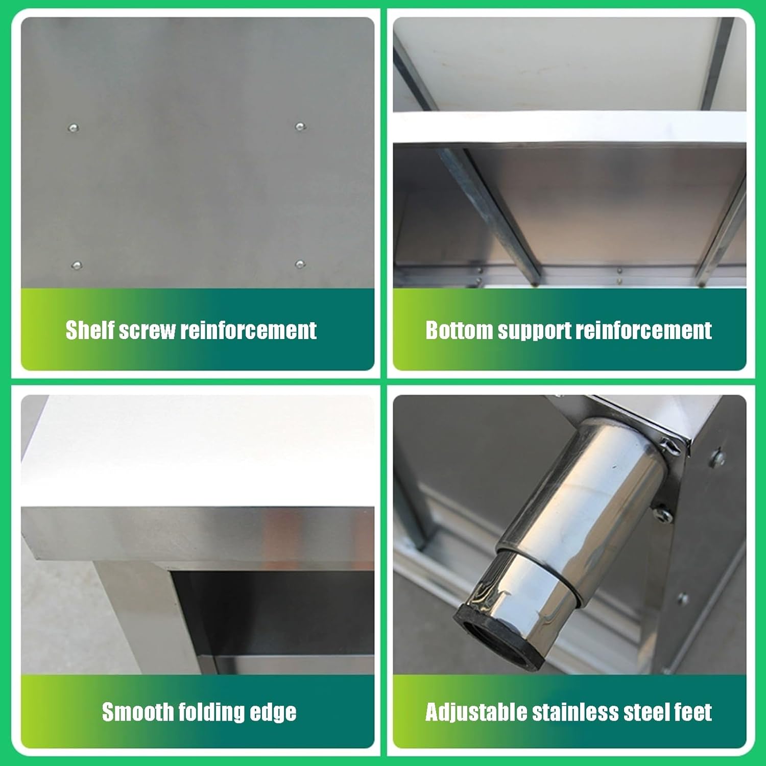 Stainless Steel Table, Commercial Stainless Steel Work Table with 4 Sliding Doors, Food Prep Workbench with Adjustable Feet for Kitchen Prep Table(100x60x80cm)