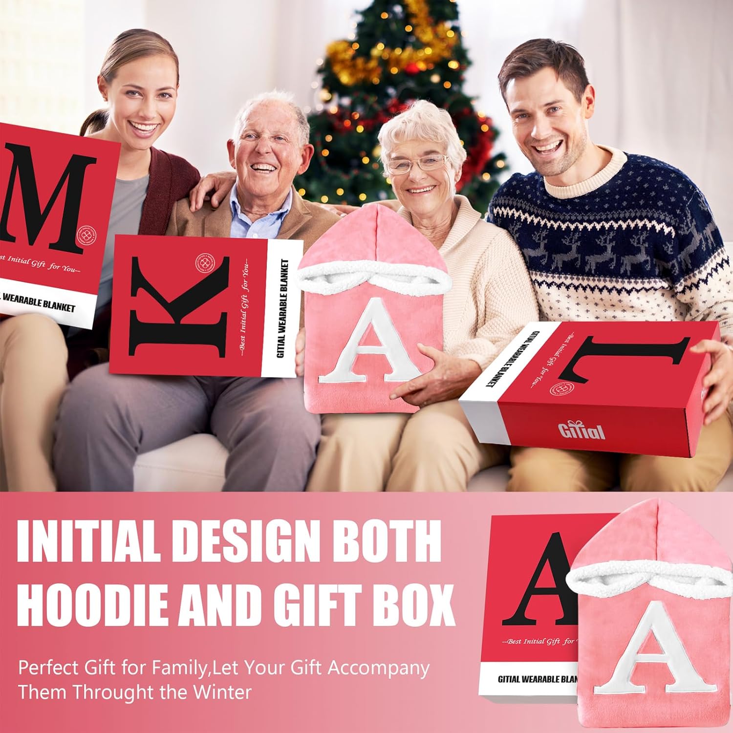 Wearable Blanket Hoodie with Letter - Oversized Blanket Hooded Personalized Birthday Valentines Day Gifts for Women - Image 4