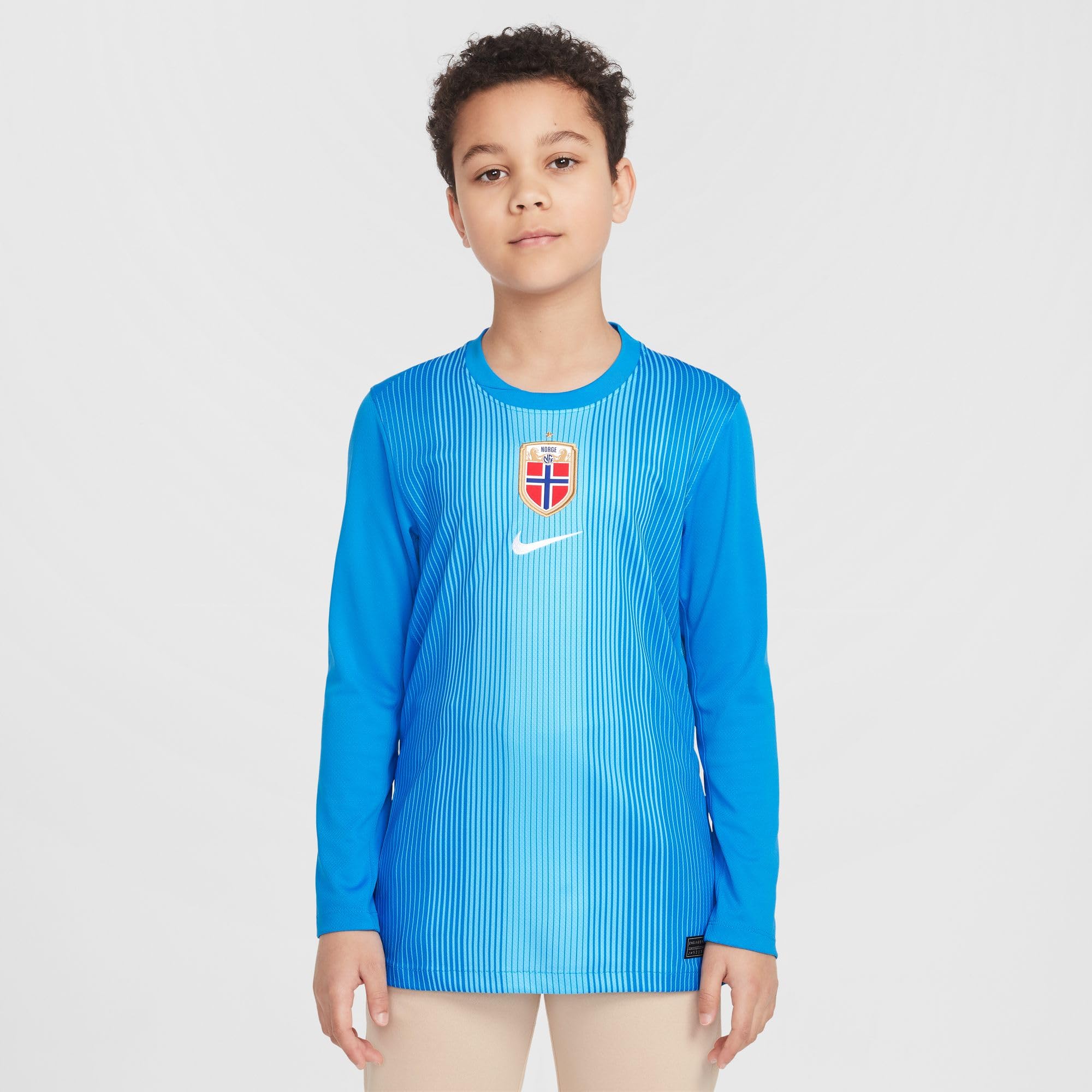 Norwegia 2025/26 Stadium Goalkeeper Nike Dri-FIT koszulka piłkarska z długim rękawem dla starszych dzieci, HM9793
