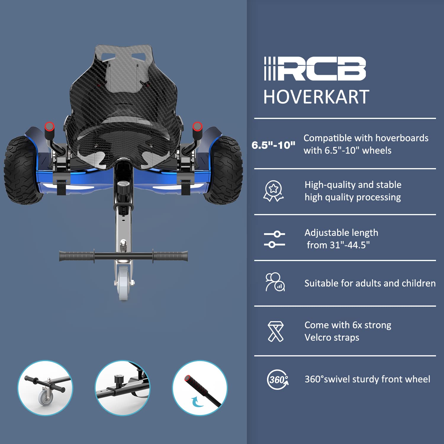 RCB Hoverboards SUV mit Sitz Hoverboards Off-Road, App-fähige Bluetooth, 8,5 '' Hummer + Hoverkart Go Kart für Self Balancing Scooters, Geschenk für Kinder