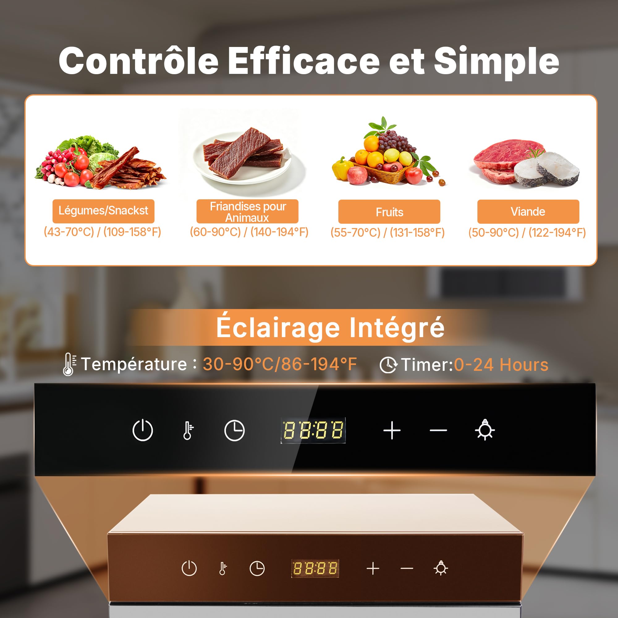 Hakka Déshydrateur Alimentaire Professionnel, 24 Plateaux, Pour Viande Séchée, Légumes, Fruits, Viande, Friandises pour Chiens et Herbes, en Acier Inoxydable, 2000 W