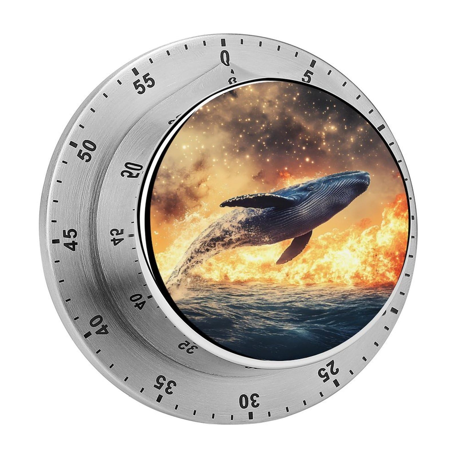 Whale War Fire Water Funny Timer 60 Minute Countdown Timer Mechanical Time Management Tool for Kitchen Work
