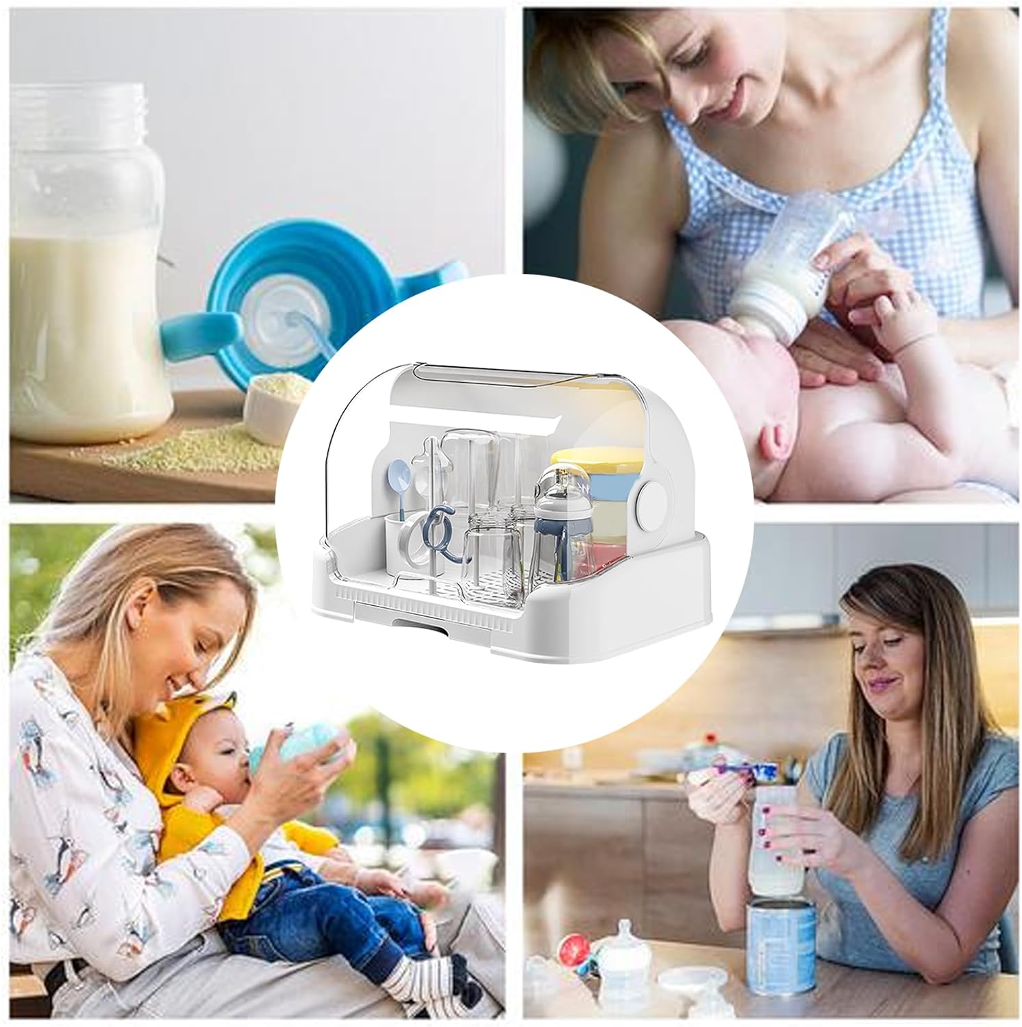 Drying Rack for Babies Bottles - Dustproof Bottle Storage with Removable Drip Tray - Good Sealing Protection Durable Countertop Rack for Bottles Teats Cups