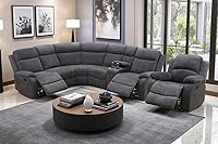 Vista 24 de A Ainehome Juego de Sofá Seccional Reclinable con Almacenamiento, Juegos de Sofá de Pana Reclinables Seccionales Manuales para Sala de Estar con 3
