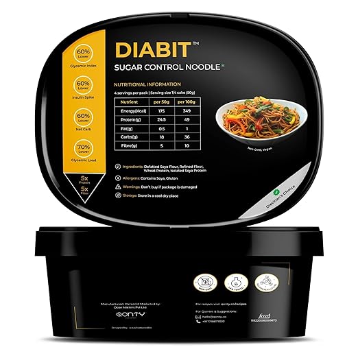 Diabit Sugar Control Noodle | 48% Protein, 1% Fat | Low Carb | Lab Tested | 24gm Protein Per Serving | No Preservatives | Rich in Micro Nutrients (DSCN Medium)